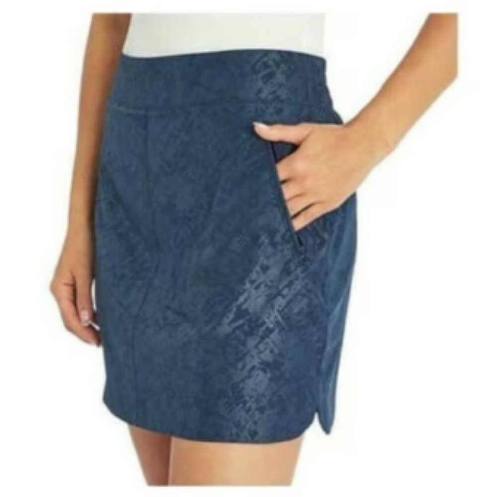 ORVIS Embossed Pull-On Travel Skirt w inner shorts NAVY BLUE Women's Size S